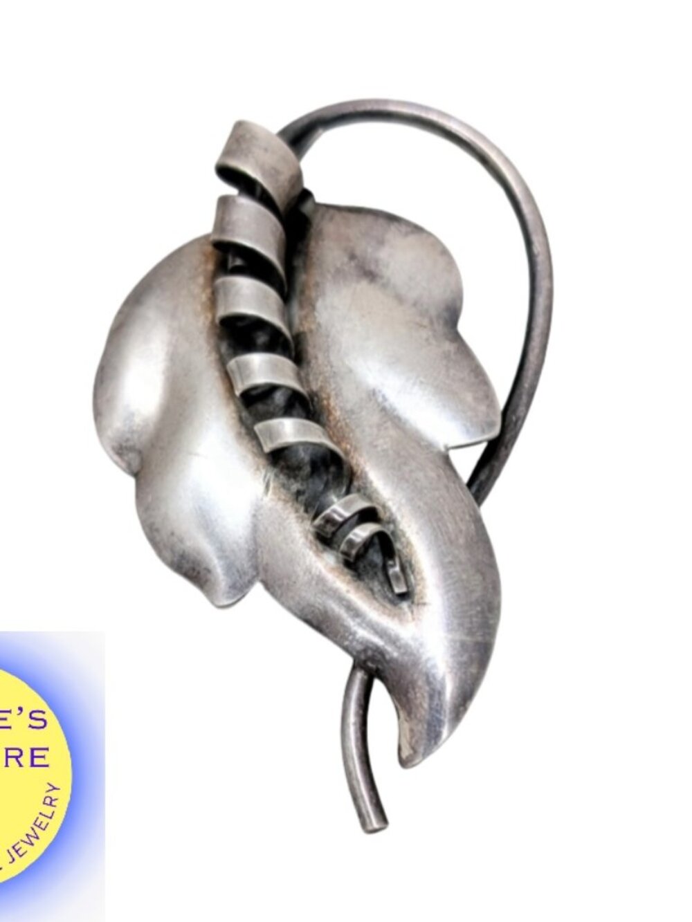 Vintage Signed Napier Silvertone Runway Couture Statement Leaf Fur Clip